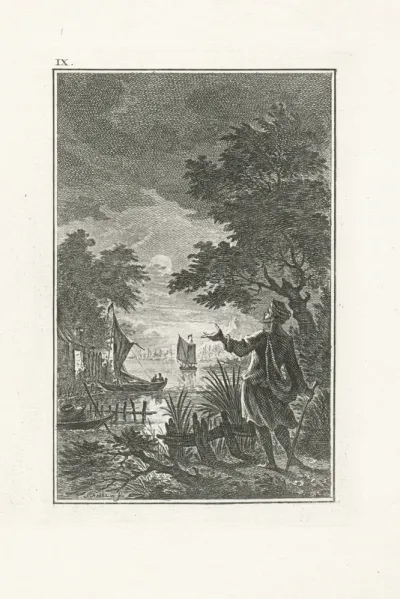 Man kijkt vanaf oever uit over het water
