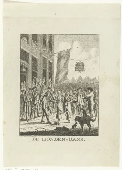 Man laat honden dansen voor publiek op kermis