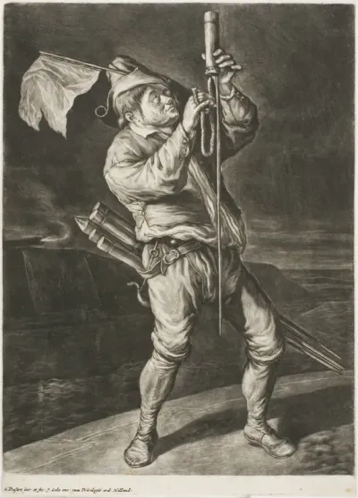 Man Lighting a Rocket, also called Peace is Better than a Victory, from Communia Gaudia (The Wide-Spread Rejoicing at the Siege of Namur)