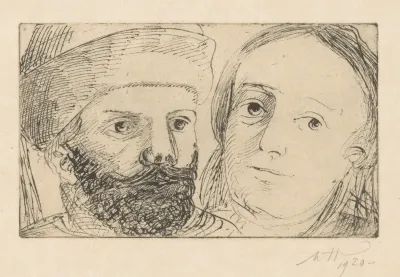Man met baard en muts en vrouw