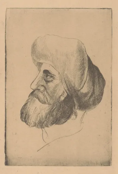 Man met baard en tulband en profil