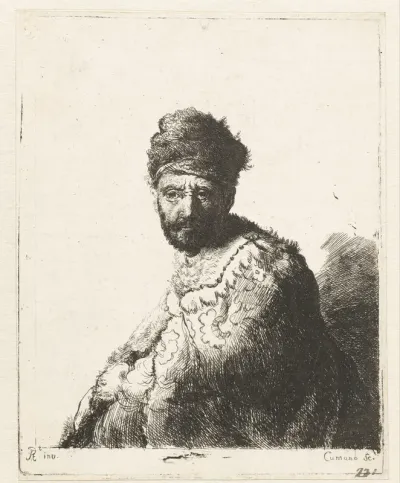 Man met baard in bontjas en met bontmuts (de vader van Rembrandt?)