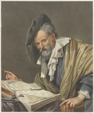 Man met baret en een boek