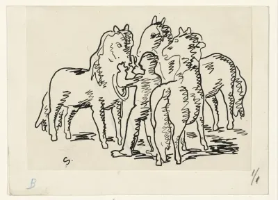 Man met drie paarden