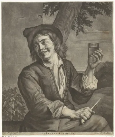 Man met een glas en een pijp