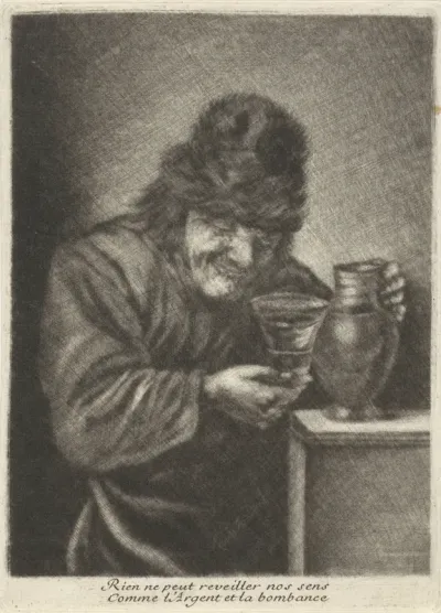 Man met een kan en een glas