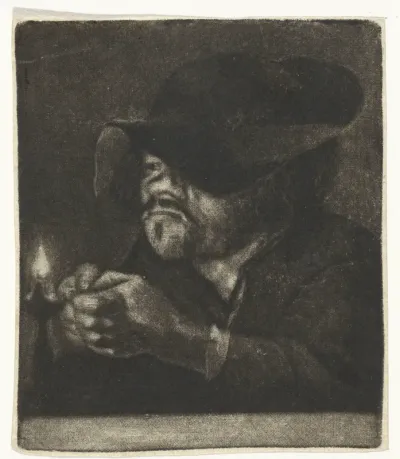 Man met een olielamp