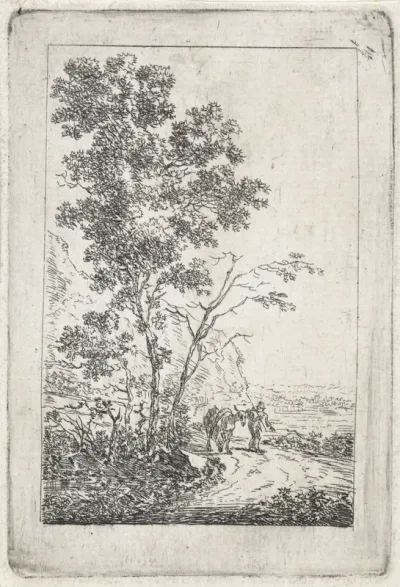 Man met ezel in een landschap