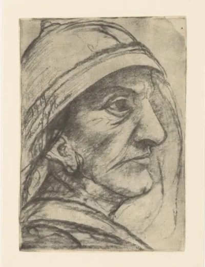 Man met helm en profil