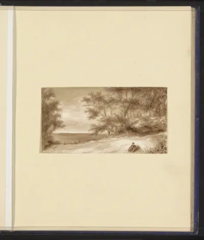 Man met korenschoof in een landschap