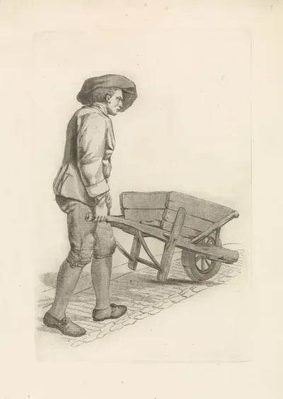 Man met kruiwagen