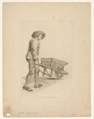 Man met kruiwagen