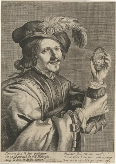 Man met miniatuurportret in de hand