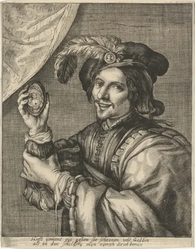 Man met miniatuurportret in de hand