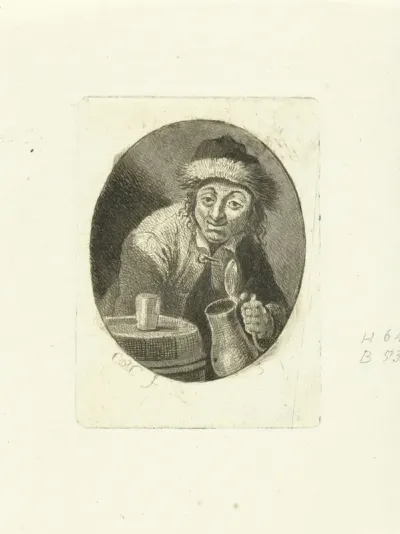 Man met schenkkan en glas