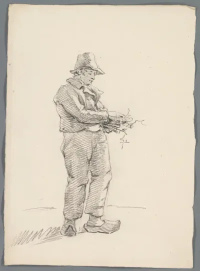 Man met sprokkelhout