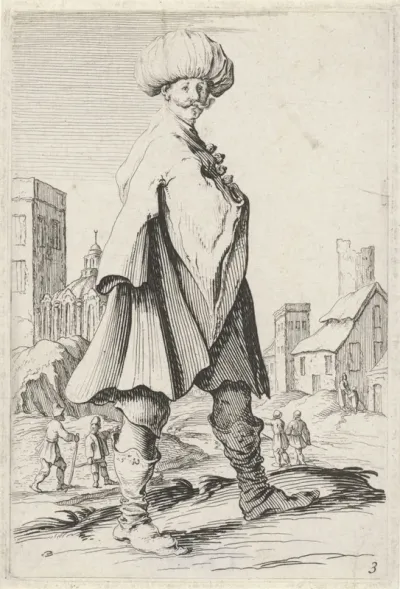 Man met tulband bij een stad