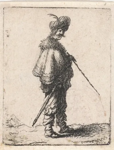 Man met tulband en schoudermantel