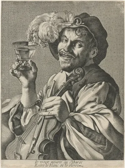 Man met viool en roemer