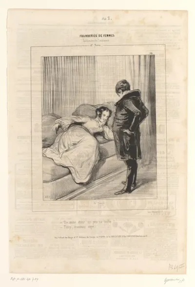 Man met vrouw op een sofa in een boudoir