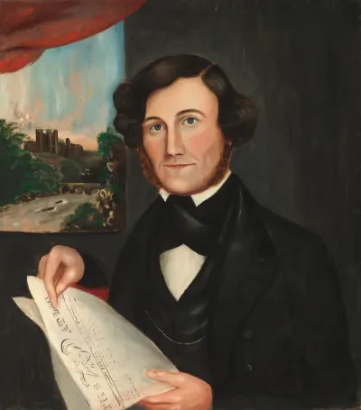 Man Named Hubbard Reading "Boston Atlas"