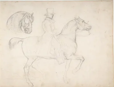 Man on Horseback, and Study of Horse's Head
