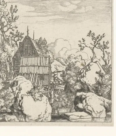 Man op een houten bruggetje