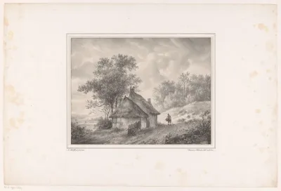 Man op pad naast huis