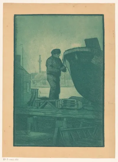 Man op scheepswerf