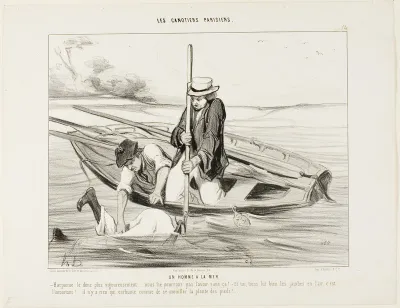 Man Overboard! “- Harpoon him more firmly!.... we can't get him otherwise! And you, hold his legs up in the air, that's very important.... There is nothing in the world that makes you catch a cold faster than by getting your feet wet,” plate 14 from 