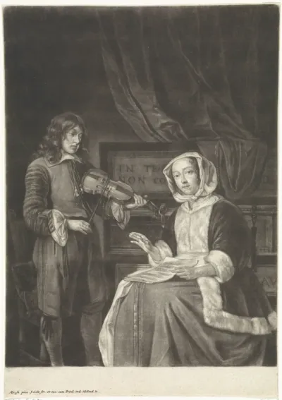 Man Playing a Violin and a Woman Singing