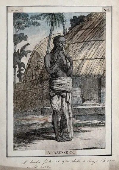 Man playing nose flute, Calcutta, West Bengal