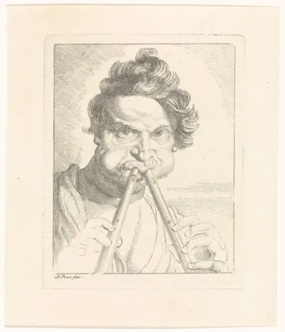 Man Playing Two Flutes at the Same Time