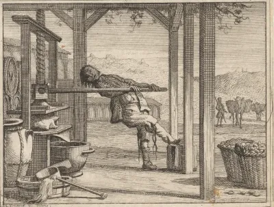 Man probeert een steen uit te persen