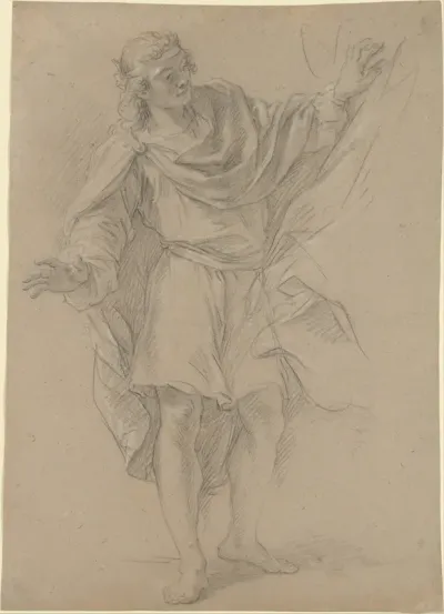 Man Pulling a Curtain Aside