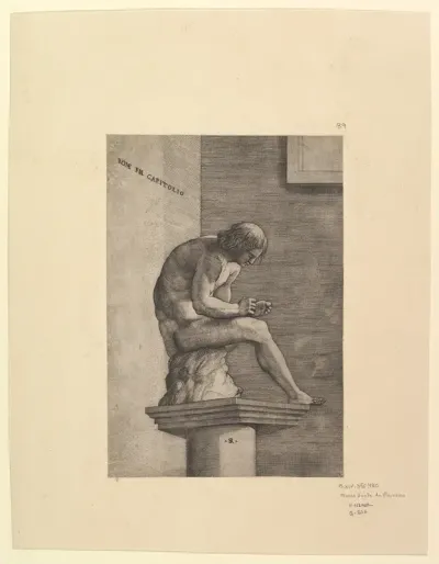 Man Removing a Thorn from his Foot, from "Speculum Romanae Magnificentiae"