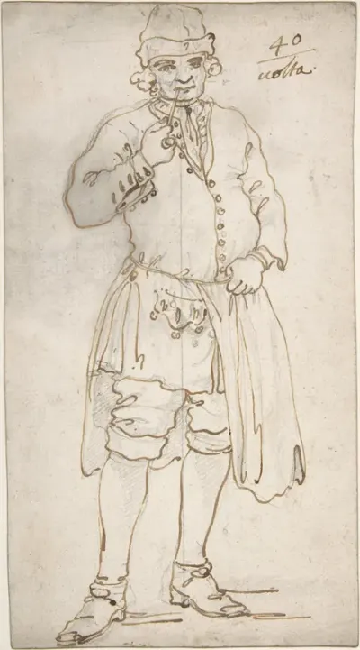 Man Smoking a Pipe (recto); Standing Man and Two Studies of His Head (verso)
