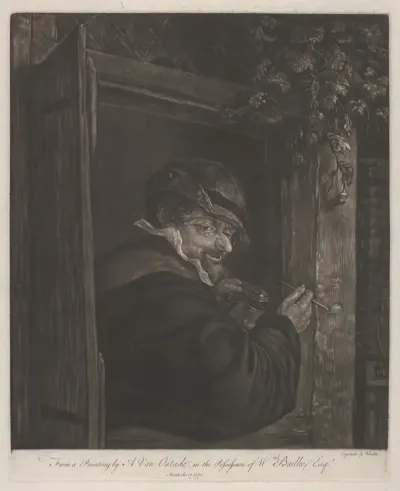 Man Smoking and Drinking at a Window