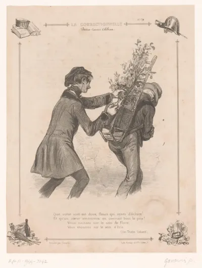 Man steelt bloemen van bloemenverkoper