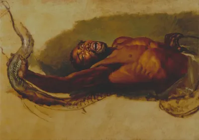 Man Struggling with a Boa Constrictor, Study for "Liboya Serpent Seizing its Prey"