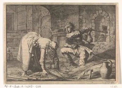 Man te Grosz-Gerau doodt zijn moeder met een bijl terwijl zij in de kelder een strobed maakt, 1616