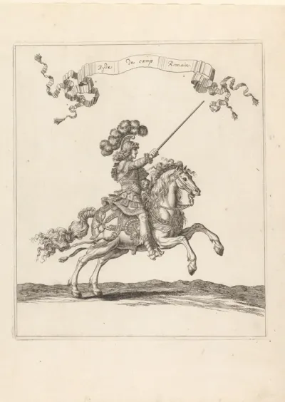 Man te paard in Romeins kostuum