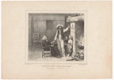 Man toont priester een prent met Napoleon Bonaparte