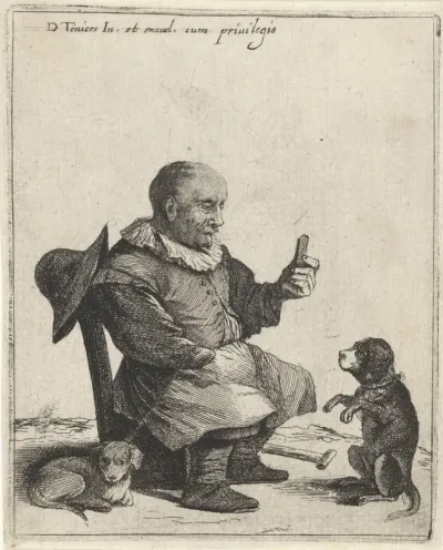 Man traint een hond