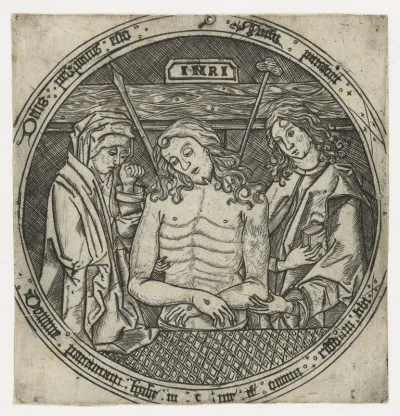 Man van Smarten tussen Maria en Johannes de Evangelist