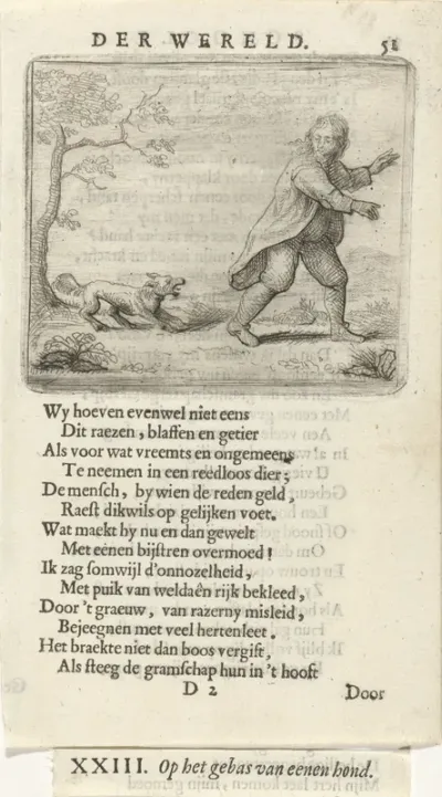 Man vlucht voor een blaffende hond
