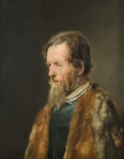Man with a blind eye, turned to the left
