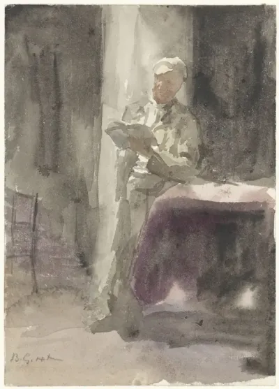 Man with a Book Standing by a Table and Window