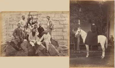 Managing staff of Meprs. Glover & Co. at Sindh Bridge (recto, top); Untitled: Woman on horse (verso, right)