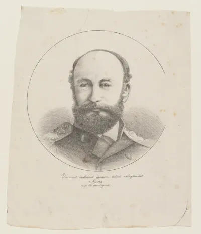 Mand med fuldskæg og uniformsjakke ("Umiassuit ardlainut ilaussoK, tuluit nâlagânertât Nares")